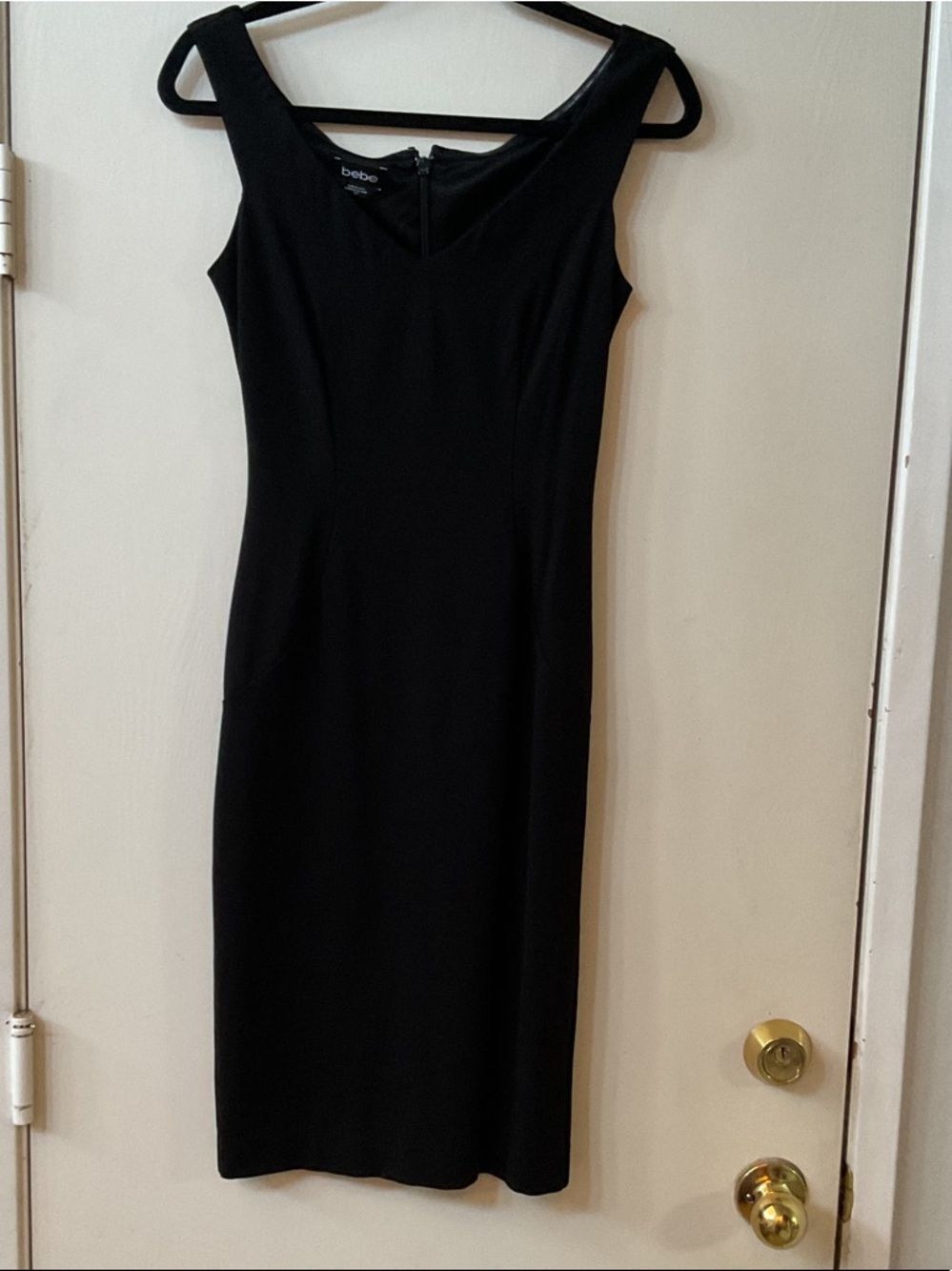 bebe Black Sleeveless Midi Sheath Dress